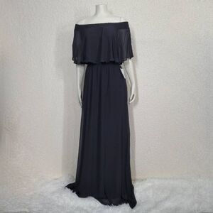 Show me your Mumu Black Chiffon Hacienda Off the Shoulder Maxi Dress X-Small